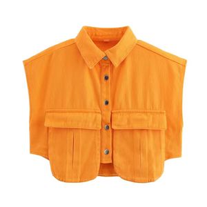 Nuevo Chaleco Vaquero de Moda Otoñal con Doble Bolsillo y Ribete de 3 Colores, Camisola sin Mangas Vintage para Mujer, Tops Chic - Product Image 6
