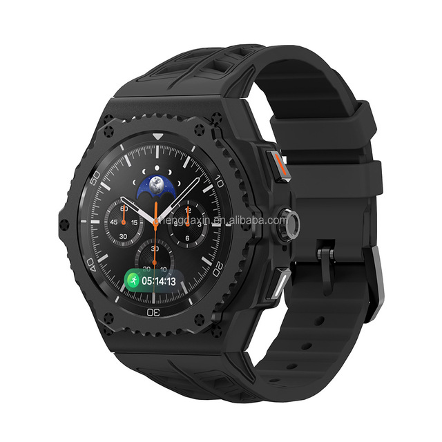 Luxury Mod Kit for Samsung Galaxy Watch 8 46MM 44MM Stainless Steel case with Silicone Smart Strap for samsung 8 Watch Band