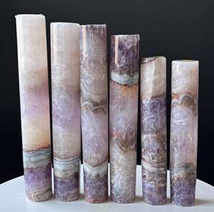 Vente chaude : Baguette de cristal de mousse, pierre de guérison spirituelle, agate de mousse/agate d'améthyste, tour cylindrique pour décoration et cadeau - Product Image 1