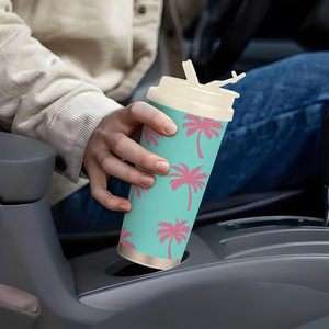 Tasse à café isolée en acier inoxydable avec couvercle et verres à tirer avec poignée en stock - Product Image 1