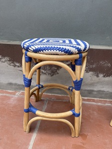 Tabouret en corde de rotin PE, tabouret vintage en rotin, chaise en rotin - Product Image 5