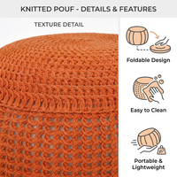 Pouf ottoman rond en polyester tricoté à la main, repose-pieds pour la décoration du salon