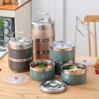 Boîte à lunch portable pour adultes en acier inoxydable 304, thermique, multi-couches, grande capacité 1-3L, avec pot amovible, nouvelle