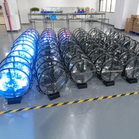 Boîte à lumière LED circulaire entièrement automatique, logo personnalisé, double face, holographique 3D, panneau publicitaire extérieur, boîte à lumière murale suspendue