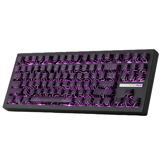 Zornher ZH870 Wireless Gaming Mechanical Keyboard 80% Black Custom Keyboard Lighted up Black Topographic Keycaps Hot Swappable