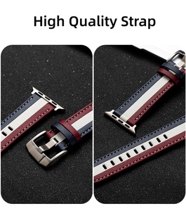 Correa de Reloj de Cuero de Microfibra de Color Contrastante para <span class=keywords><strong>Apple</strong></span> <span class=keywords><strong>Watch</strong></span> Series 10 9 8 Ultra para Huawei <span class=keywords><strong>Watch</strong></span> <span class=keywords><strong>GT</strong></span>, Correa de Repuesto Empalmada - Product Image 4