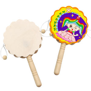 <span class=keywords><strong>Hochet</strong></span> en bois gonflable blanc vierge pour enfants de maternelle, matériel d'art créatif fait main, peinture, graffiti, couleur - Product Image 1
