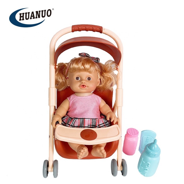 Children Doll Toys Set Lifelike Baby Doll Stroller Toy Reborn Baby Dolls Vinyl With Sound