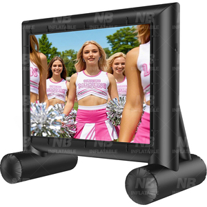 Stock 14ft Outdoor <b>Inflatable</b> Projection Screen Air Blow up Portable Movie Screens With 280W Blower <b>Inflatable</b> Screen Outdoor In - Product Image 1