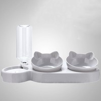 Mangeoire pour chats 3 en 1 Distributeur automatique d'eau Double bol pour petits chiens chats Conteneur de nourriture pour animaux de compagnie Accessoires pour chats