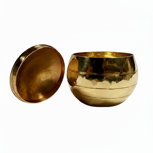 Pot de bougie de qualité supérieure votif en laiton petit bol de bougie avec couvercle brillant poli - Product Image 1
