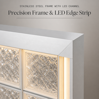 Paravent de séparation en verre lumineux LED personnalisé avec cadre en acier inoxydable pour hall d'hôtel et bureau