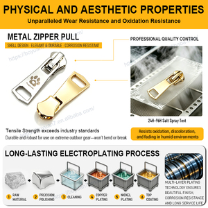 Tirette de <span class=keywords><strong>fermeture</strong></span> <span class=keywords><strong>éclair</strong></span> en métal argenté sur mesure de haute qualité, personnalisée, sans nickel, pour usine de vêtements, fournisseur direct - Product Image 4