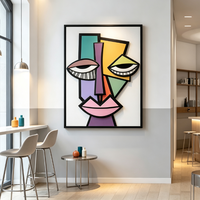 Peinture abstraite sur toile verticale, art mural, nature morte, dessin animé, impression numérique, géométrique coloré, imperméable, respectueux de l'environnement