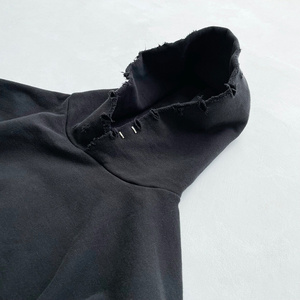 High Street <span class=keywords><strong>Basic</strong></span> Modell Loose Hooded Sweatshirt Übergroße Baumwolle Drop Schulter Vintage Acid Wash Distressed Hoodie Men - Product Image 4