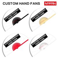 2022 Auf Lager 33CM Big Reflective Glow Bambus Faltklack Rave Hand Fan für EDM Party Musik festivals