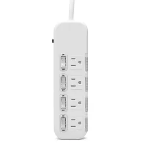 us 4 outlets standard office socket power strip with individual switches