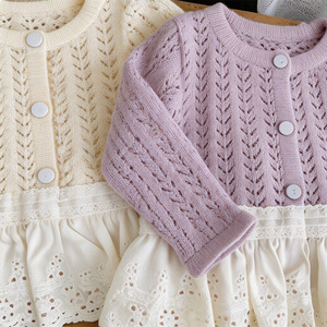 Manteau tricoté pour bébé fille, automne-été, cardigan tendance, haut en maille, vêtements pour bébé fille - Product Image 5