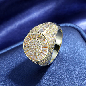 Anillo Redondo de Circonia Cúbica Estilo Europeo y Americano, Joyería Hip-hop de Alta Gama, Anillo para Hombre, Venta al Por Mayor - Product Image 3