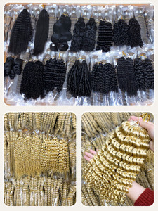 Extensioni di capelli umani biondi all'uncinetto, ricci a pixie senza nodi, leggere e pre-separate per trecce - Product Image 6