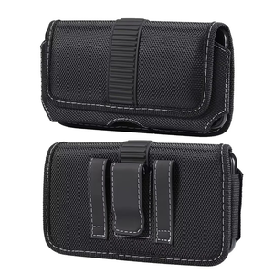 Fondina Orizzontale in Nylon per Cellulare, per iPhone 17 16, <span class=keywords><strong>Samsung</strong></span>, Moto - Custodia in Tela da Cintura con Clip/Passanti - Product Image 1