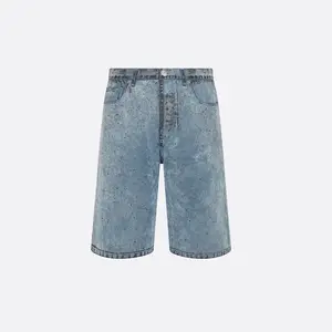 Op Maat Bedrukt Geborduurd Denim Stof Hot Jeans Shorts Heren Hiphop Stijl Slim Fit Dunne Stijlvolle Korte Jeans