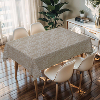 Nappe rectangulaire en PVC tissé à motif floral brun clair, imperméable et anti-taches, jetable, design moderne pour mariages, banquets et événements