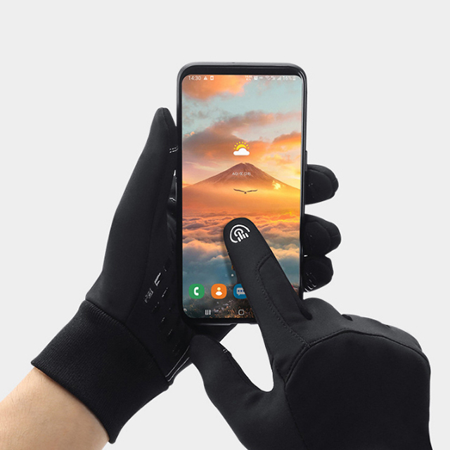 Оптовая продажа, черные ветрозащитные и водонепроницаемые мужские зимние велосипедные перчатки с пальцами