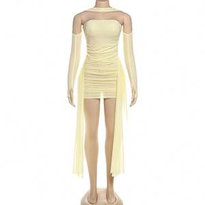 Drops hipping Hochwertige Damen bekleidung Damen Mesh 2-teiliges Set Sommer Solid Neck holder Tops und Röcke Anzug - Product Image 4