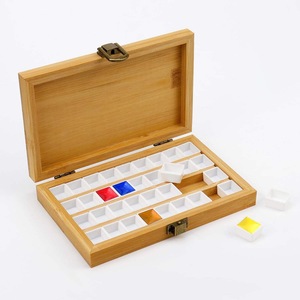 Boîte à <span class=keywords><strong>palette</strong></span> en <span class=keywords><strong>bois</strong></span> pour aquarelle avec tiroir coulissant, plateaux <span class=keywords><strong>de</strong></span> peinture portables pour voyage - Product Image 5