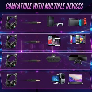 Auriculares para Juegos <span class=keywords><strong>ONIKUMA</strong></span> X11 con Orejas de Gato Desmontables, RGB, Reducción de Ruido, Auriculares Supraaurales - Product Image 2