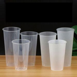 Gobelets en plastique jetables transparents en PP avec logo personnalisé estampé or, couvercles de 90 mm, capacité de 500 ml, pour fêtes, bubble tea, jus et boissons avec pailles - Product Image 1