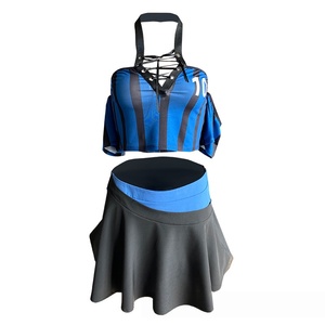 Sexy Soccer Jersey <b>Costume</b> Lingerie Women's Blue White Striped Crop Top With Skirt Adult Game Cosplay Outfit - Product Image 5