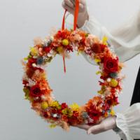 Couronne de fleurs préservées Lovebay faite à la main, longue durée, en fleurs naturelles, pour porte d'entrée, mur, mariage, Noël, Thanksgiving