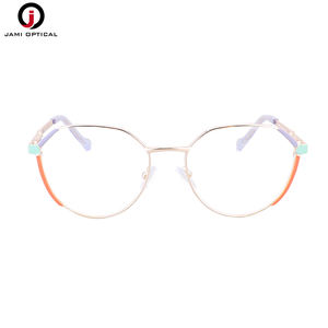 Dernier design Jami Optical JM23211 Montures de lunettes pour femmes œil de chat Motif floral coloré Logo personnalisé Lentilles en métal TAC pour - Product Image 1