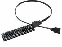 Hub de ventilateurs ARGB PWM 5V 3 broches 1 à 8 voies pour châssis d'ordinateur, refroidisseur de processeur et ventilateur 5V