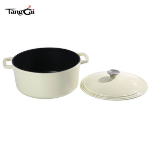 <span class=keywords><strong>Cocotte</strong></span> <span class=keywords><strong>en</strong></span> <span class=keywords><strong>fonte</strong></span> émaillée blanche crème de 10 pouces (5QT) avec revêtement antiadhésif, certifiée CE, compatible four, <span class=keywords><strong>gaz</strong></span> et induction - Product Image 5