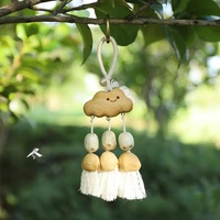 Porte-clés en bois fait main, style bohème rustique, breloque de sac ethnique, pendentif clochette sonore pour voiture et sac