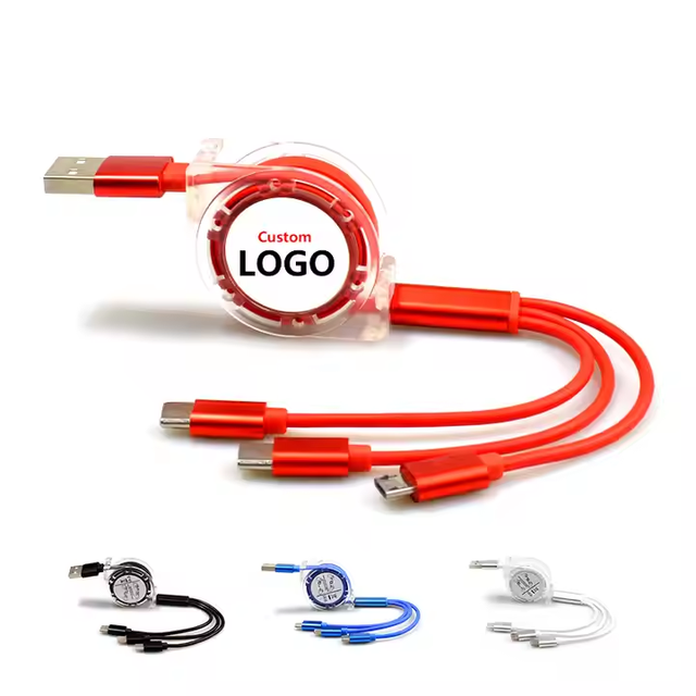 2.4A Retractable 3 in 1 Charging Data Usb Cable Multifunctional Fast Charging Mobile Phone USB Charger for Gift