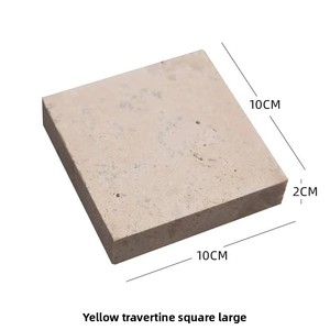 Support de présentation en travertin jaune, ornement géométrique tridimensionnel, modèle de décoration d'entrée de maison, banc à chaussures - Product Image 6