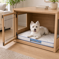 Gesteppte Kühlende Silikon-Hundebox-Bodenmatte mit Gepolstertem Oberflächenbereich, Rutschfester Basis & Klarem Seitenfenster für Große Heimboxen