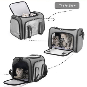 Sac de transport souple pour animaux de compagnie, grande taille 51x33x33 cm, en tissu Oxford respirant, pour chats et chiens, sac de voyage pour voiture, gris - Product Image 4