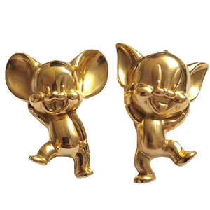 Brass Tom &amp; <strong>Jerry</strong> Cabinet Pull Knob, Cute Decorative Drawer Hardware Kids Room Wardrobe Cupboard Furniture - Product Image 2