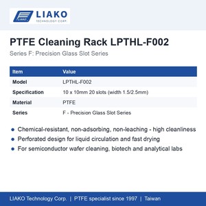 ที่วางแก้ว PTFE ขนาด 10x10 มม. จุได้ 20 ชิ้น ช่องวางสำหรับทำความสะอาดวัสดุรองพื้น ขนาด 1.5 หรือ 2.5 มม. รุ่น LPTHL-F002 - Product Image 2
