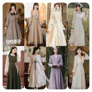 فستان أنيق بجودة عالية للسيدات بطبعة زهور أكمام طويلة وياقة على شكل حرف V، فستان شيفون كاجوال - Product Image 2