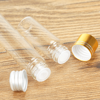Petites bouteilles en verre cylindriques pour le stockage, capacité de 5 ml à 120 ml, verre transparent avec bouchon à vis en aluminium
