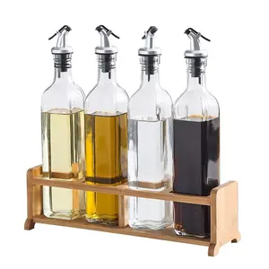 Factory Produced Square Clear Glass Olive Oil Container