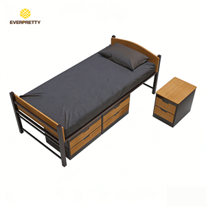 Muebles Modernos para Dormitorios Escolares, Cama Individual de Metal para Adultos con 2 Armarios y Mesa de Noche para Universidad - Product Image 2