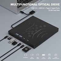 7-in-1 Externe DVD-brander USB 3.0 & Type-C Draagbare CD/DVD-drive 24x CD 8x DVD-brander voor Laptop Desktop PC Mac Windows Linux