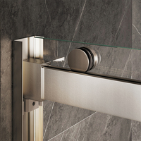 Cabine de douche moderne pour salle de bain, porte de douche en verre à double glissière avec cadre en aluminium, charnières à ouverture latérale, projet hôtelier